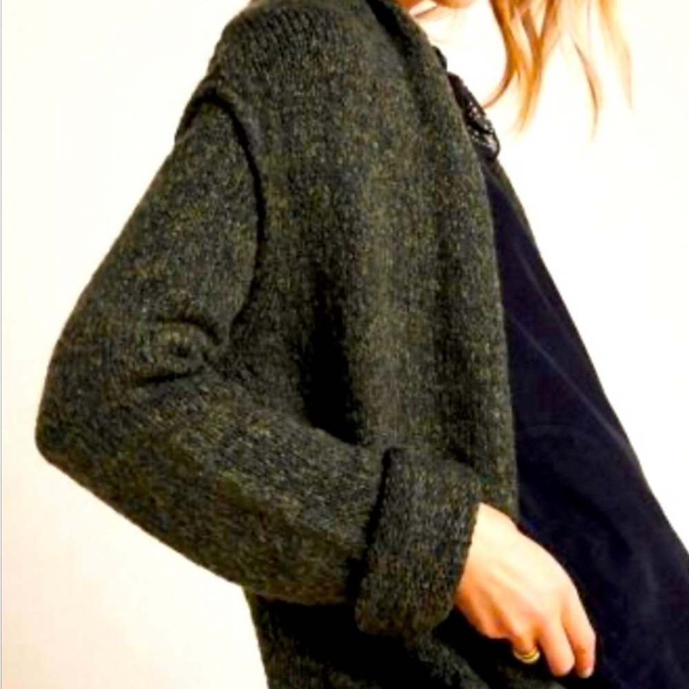 Anthropologie Dark Olive Green Knit Cardigan